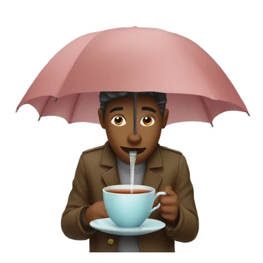 drinking tea with umbrella sticker