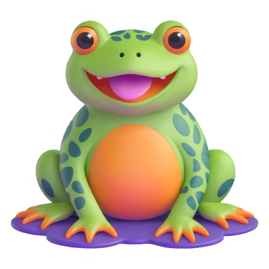 hybrid creature with a green tortoise shell, webbed frog feet, happy dog face sticker