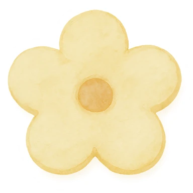 yellow flower-shaped candy, watercolor art style, isolated on transparent background sticker