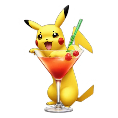 Pikachu holding cocktail sticker