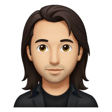 Howie Dorough with dark brown long hair, black shirt sticker