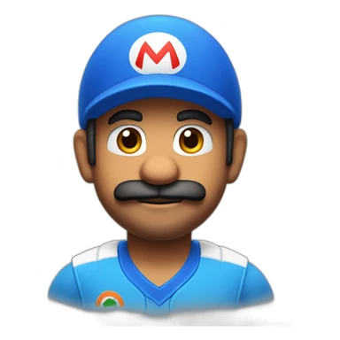 mario wearing blue indian cricket team jersey sticker