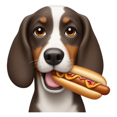 Dog eating a hotdog sticker