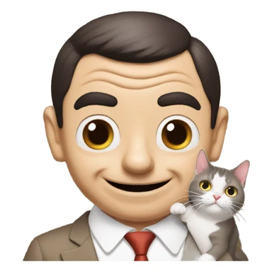 mr Bean has a cat in his hand sticker