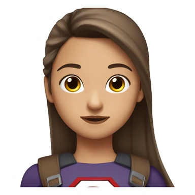 superhero, girl, straight bangs, straight long brown hair, pony tail, brown eyes, hispanic sticker