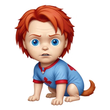 Chucky wearing a dog shirt sticker