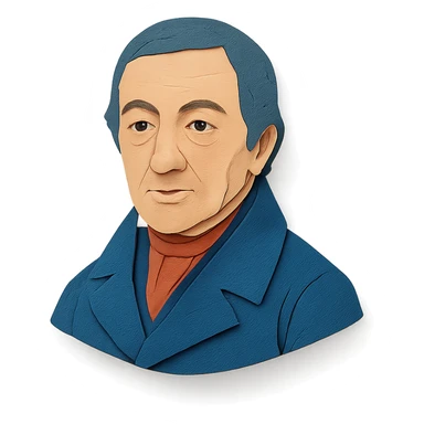 portrait of Robert Owen in paper craft style sticker