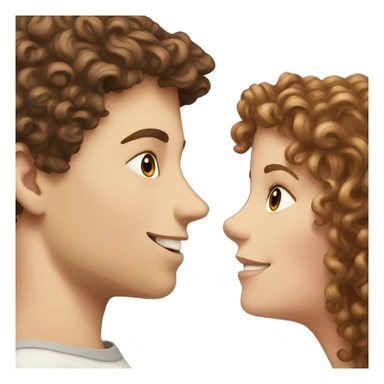 white girl with brown long hair kissing a white boy with short curly brown hair sticker