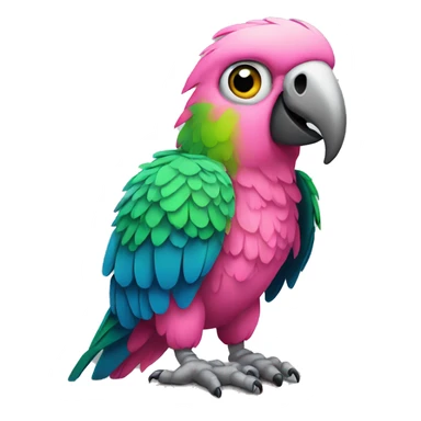 Parrot wearing pink short and have cigarette  sticker