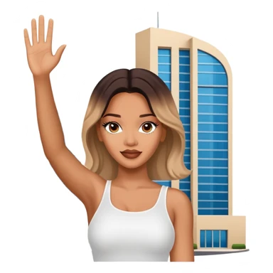 rhianna saying hello dubai on the building in dubai meme sticker