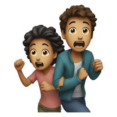 two scared friends escaping sticker