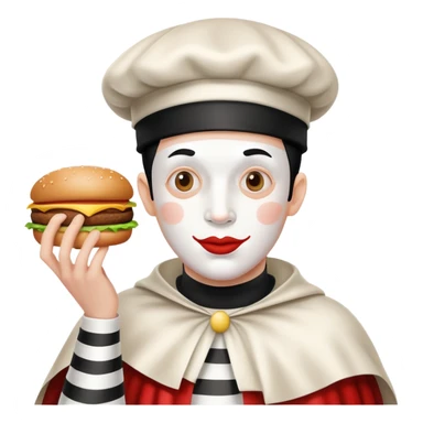 caped mime stealing hamburgers sticker