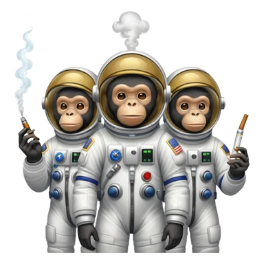 multiple apes in space suits floating smoking weed sticker
