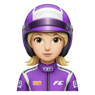 girl blonde, Race Driver purple cloth, white helmet sticker