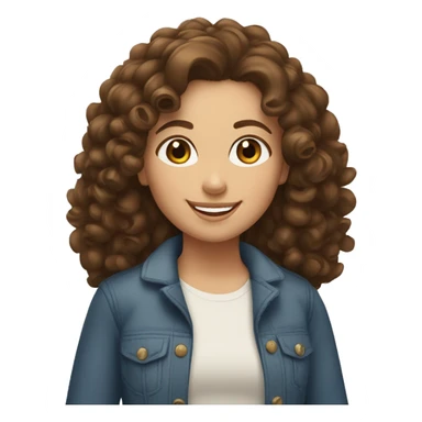 brunette mom with curly hair and white daughter with long brown curly hair smiling  sticker
