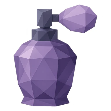purple perfume bottle, low-poly geometric look, polygonal style sticker
