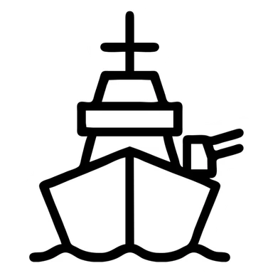battleship icon, outlined icon style, no fill, sharp lines, minimalistic sticker