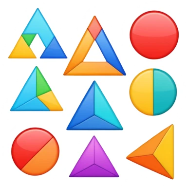 colorful geometric shapes including circle, square, triangle sticker