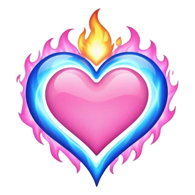 Pink heart with blue flames  sticker
