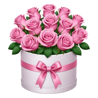 bouquet of pink 15 roses in a round white box sticker