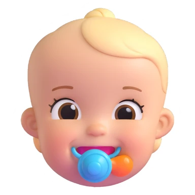 smiling baby girl with a pacifier sticker