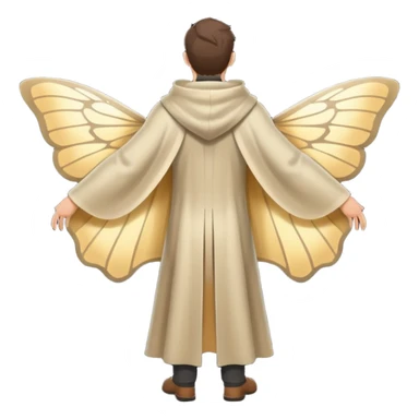 full body man from behind wearing moth wing cloak open back sticker