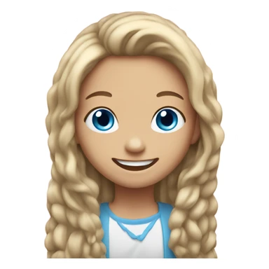 happy girl with long hair and blue eyes  sticker