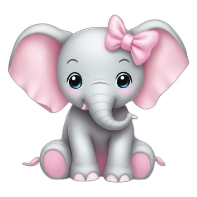 elephant baby pink bow smiling sticker
