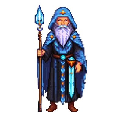 wise elder with galaxy beard and cosmic staff sticker
