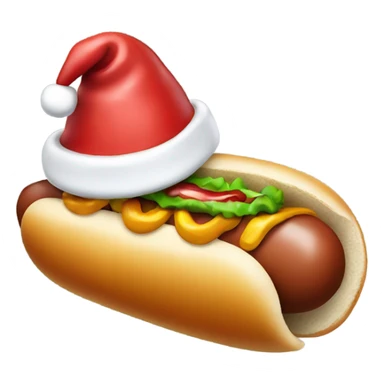 Hot dog with a Santa hat sticker