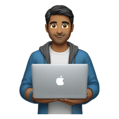 Indian guy using macbook laptop sticker