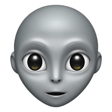 Grey alien head, almond-shaped eyes fully black with no white, slanted, pale grey skin, cartoon emoji, no background
 sticker