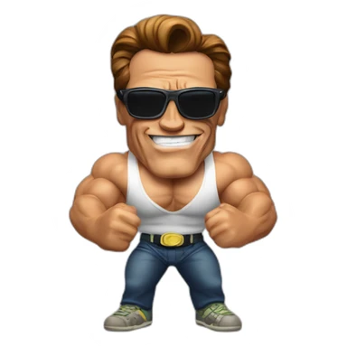 arnold schwarzenegger with muscle and tumbs up pose and sunglasses sticker