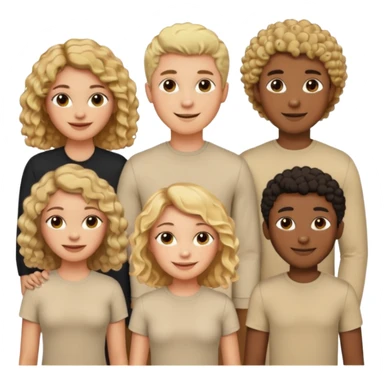 group of people  together ; men and women with brown, blonde, black hair- short hair, long hair and curly hairr wearing beige shirts aesthetic no collar, brown people, white people, black people sticker