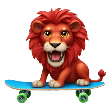 Red lion that looks puzzled and riding a skateboard sticker