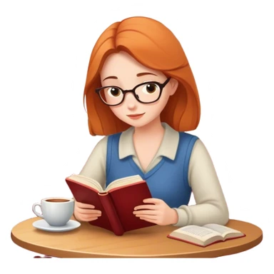 Woman reading a book in a cozy, quiet café sticker
