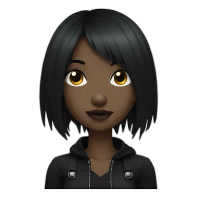 black goth girl with black hair sticker