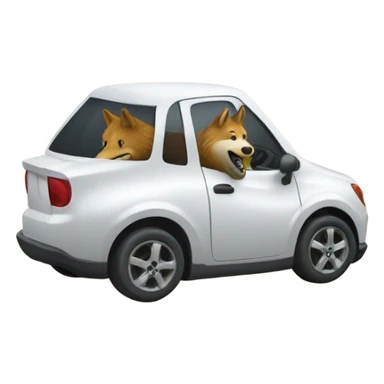 Tiny car next to big wolf’s feet paw sticker