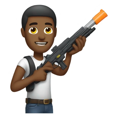 guy holding bb gun sticker