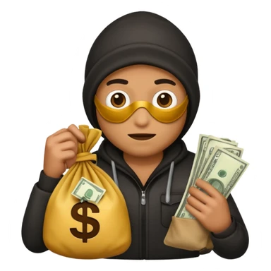 Robber emoji holding a bag of money sticker