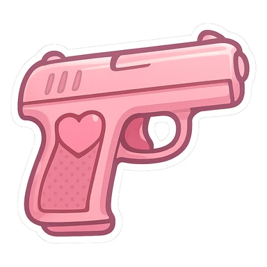 Pink heart pistol, remove background sticker