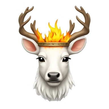 White stag with a flame crown sticker
