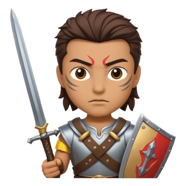 warrior with dual swords sticker