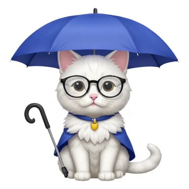 white cat with umbrella and glasses sticker