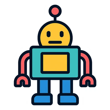 robot icon in color outline style sticker