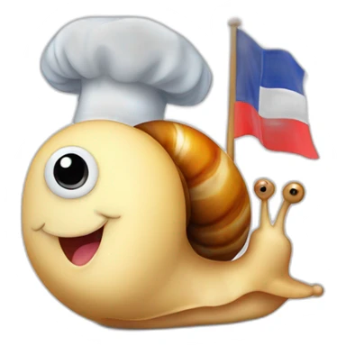 cutie snail with French flag and chef hat sticker