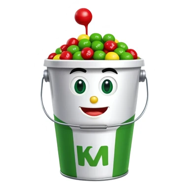 KFC bucket with a green M&M character sitting inside it sticker