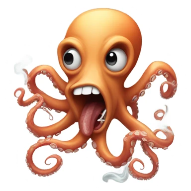 Screaming octopus with cigarette sticker