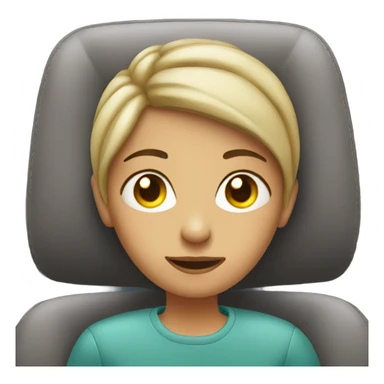 girl in car interior with lazy eyes sticker