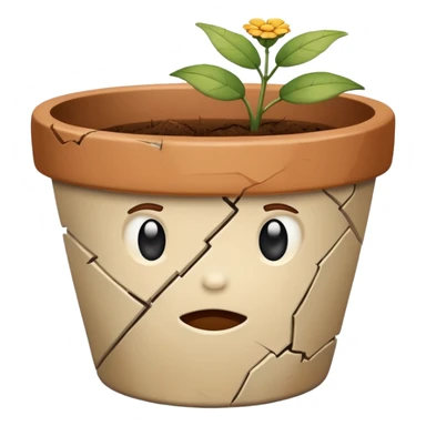 broken empty flower pot with out emojis sticker